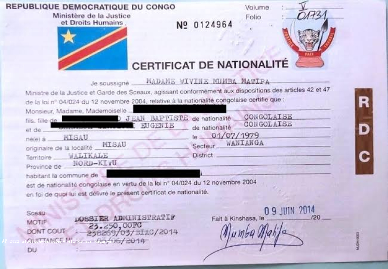 RDC : voici la nouvelle procédure de la délivrance du certificat de nationalité congolaise